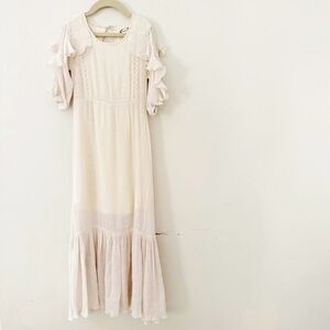Joyfolie Mia Joy Elegant Cream Ruffle Sleeve Dress